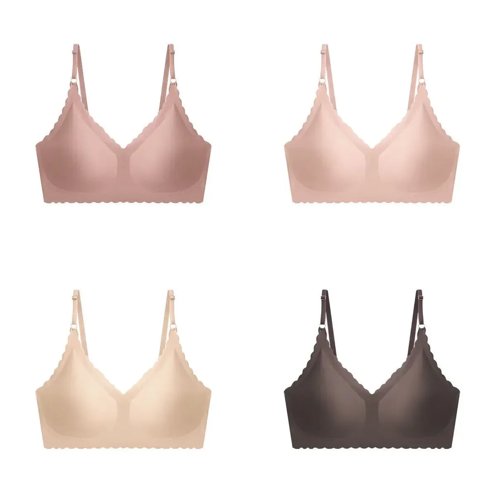 Seamless Ice Silk Ultra-Thin Breathable Bra Comfortable Breathable Underwear Women's Suspender Wavy Sexy Push-up Vest
