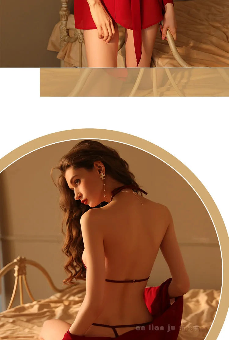 Sexy bikini robe set three-point cardigan robe two-piece set