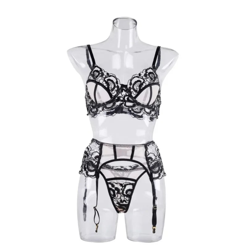 Toucheart Sexy Lingerie Set Mesh Lace Patchwork Sexy Underwear with Ring Waist Seal Women's Underwear Exotic Style Sexy Suit New