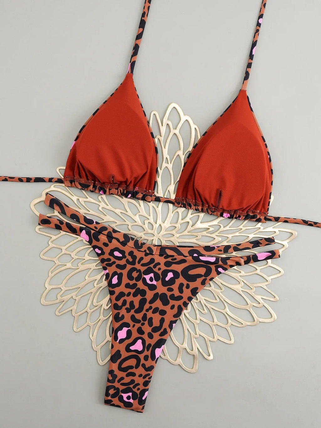 Sexy White Leopard Patchwork Micro Bikini 2026 Women Halter Push Up Bra Hollow Out Thong Swimsuit Bathing Suit Holiday Swimwear