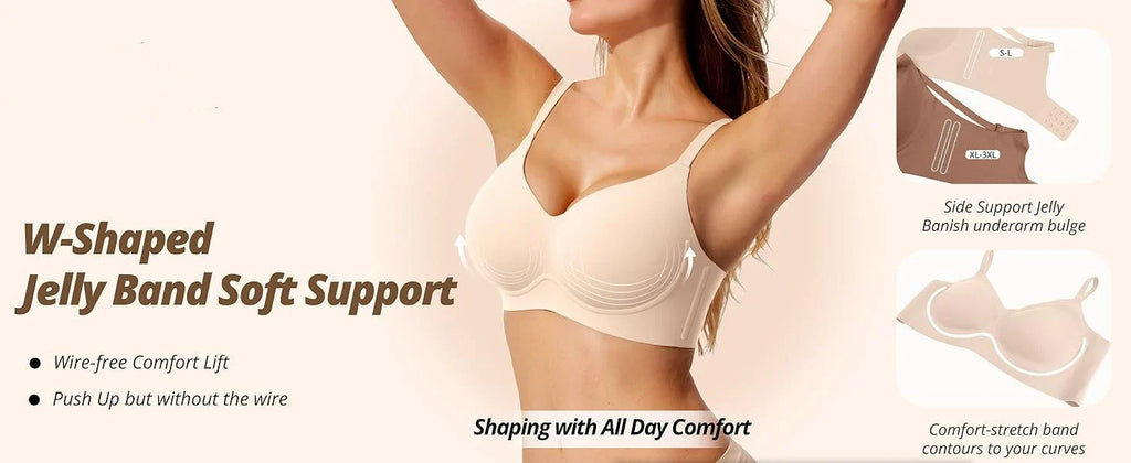 Women's Jelly Wire-Free Seamless Bra Solid Color Thin Molding 3/4 Cup Push-Up Seamless Bra Soft Support Comfortable Underwear