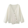 Foridol V-neck Oversize Beige Autumn Winter Women Knitted Long Sleeves Cozy Femme Casual Cardigans Sueter Mujer Loose Sweater