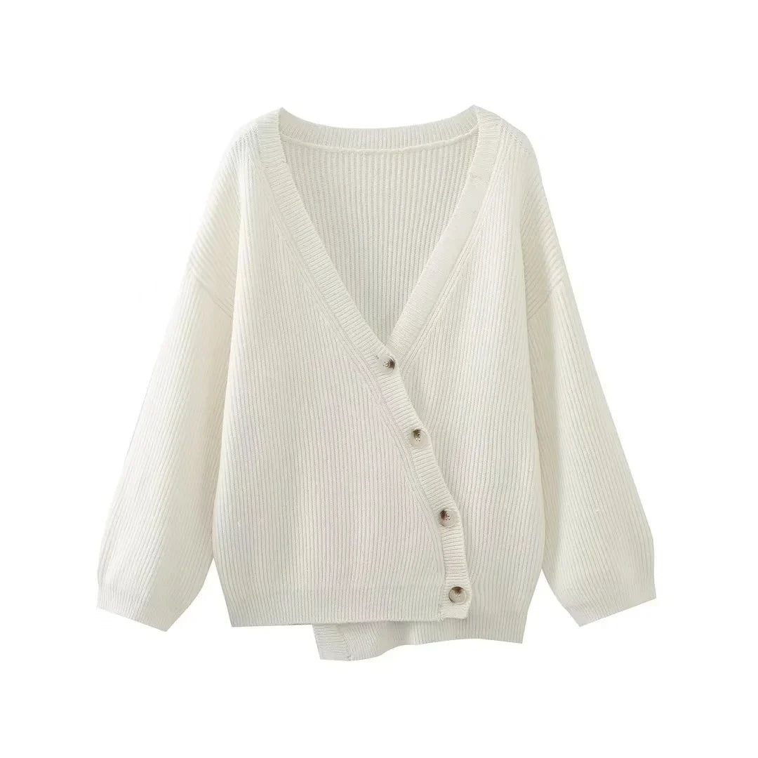 Foridol V-neck Oversize Beige Autumn Winter Women Knitted Long Sleeves Cozy Femme Casual Cardigans Sueter Mujer Loose Sweater