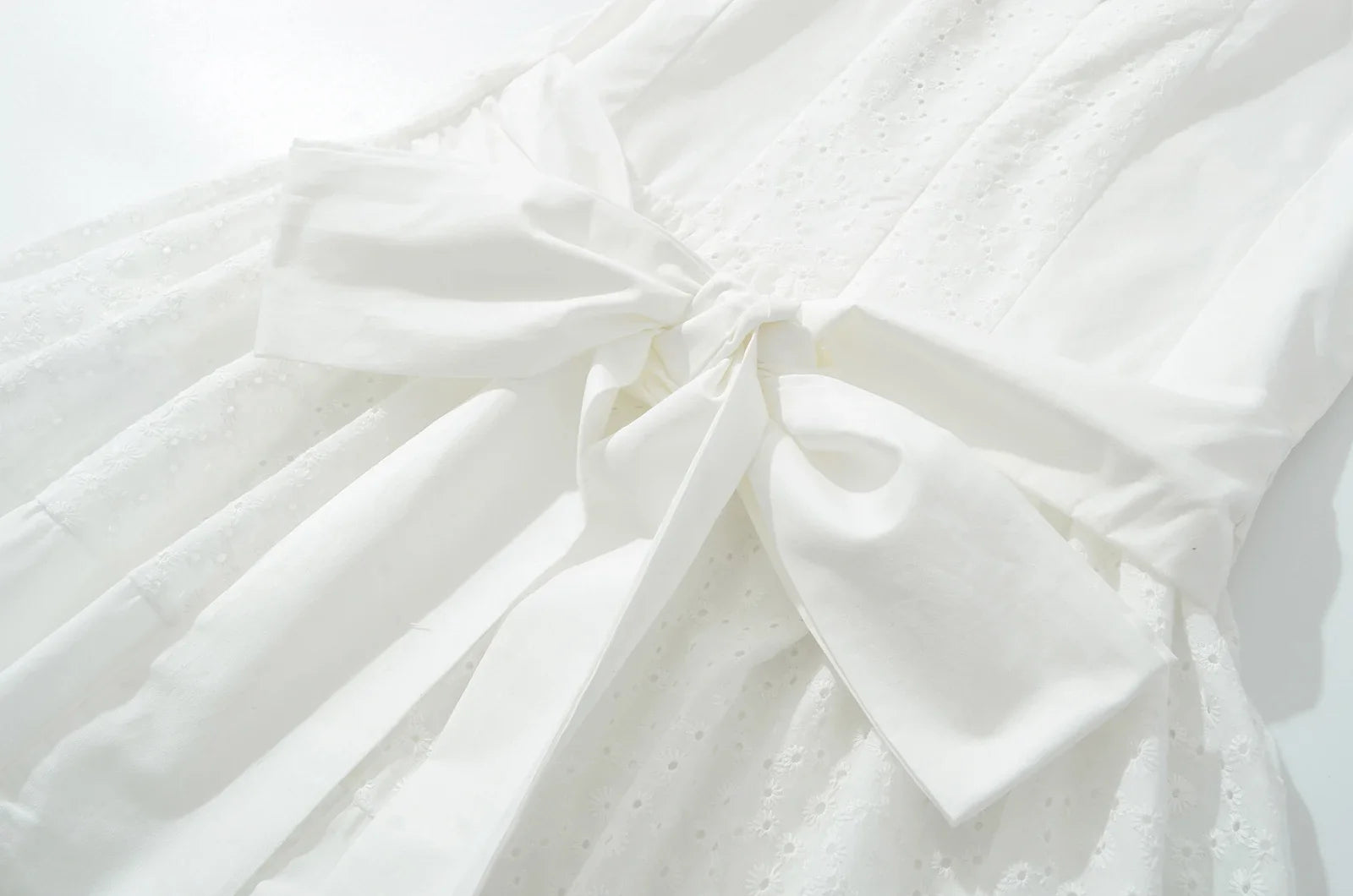 Foridol Bowknot White Summer Women's Dresses 2025 Square Collar Cotton Hollow Out Short Dress New in Vintage Beach Dress