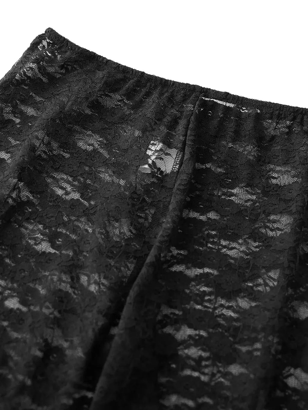 Women Lace Capri Leggings Flower See Through Low Rise Knee Length Tight Shorts with 3D Bows