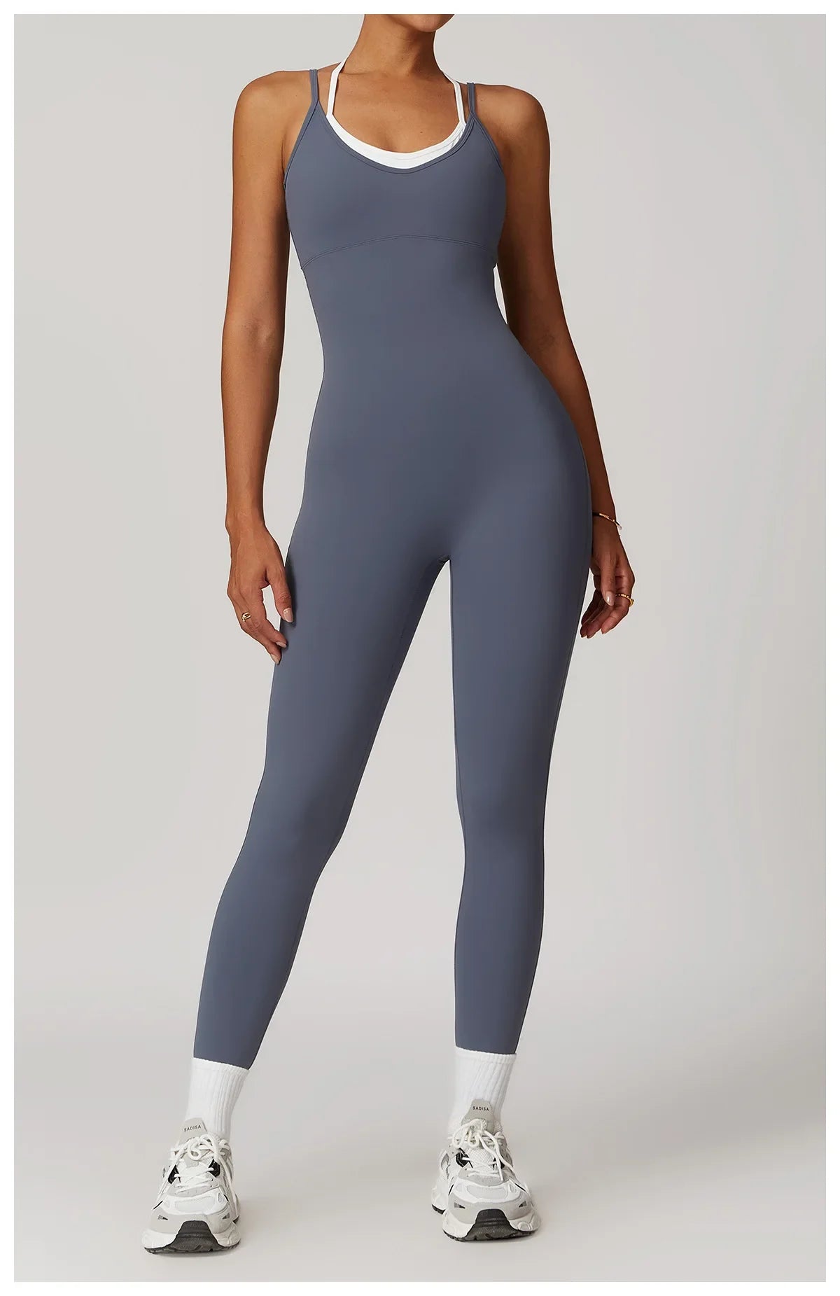 Yoga Jumpsuit Fake two color contrast halter sport jumps Women Push Up Gym Fitness Overalls Sport Outfit Sportswear Clothes 8843