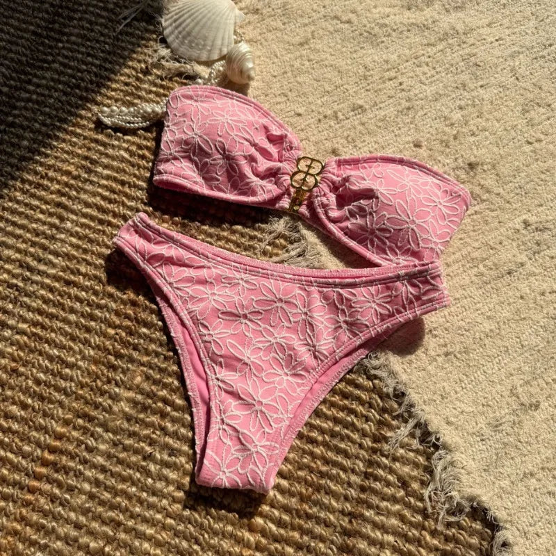 Toucheart 2 Piece Macarons Lingerie Sexy Female Lingerie Strapless Split Swimsuit Bikini Lingerie Sexy Hot Sensual Exotic Sets
