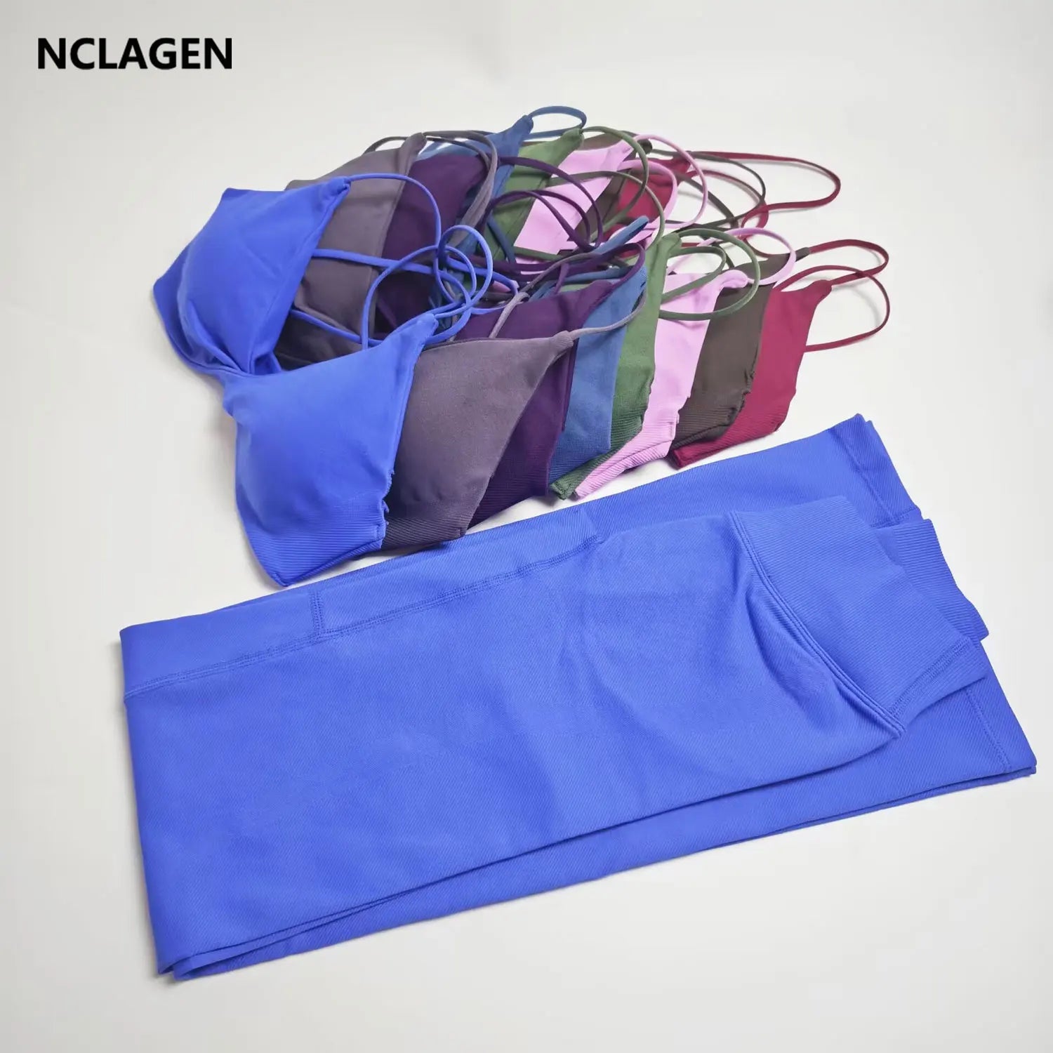 NCLAGEN Vision Twist Front Sports Bra And Vision Flares Yoga Sets Women Gym Clothes 2 Piece Tracksuit For Fitness Workout Suit
