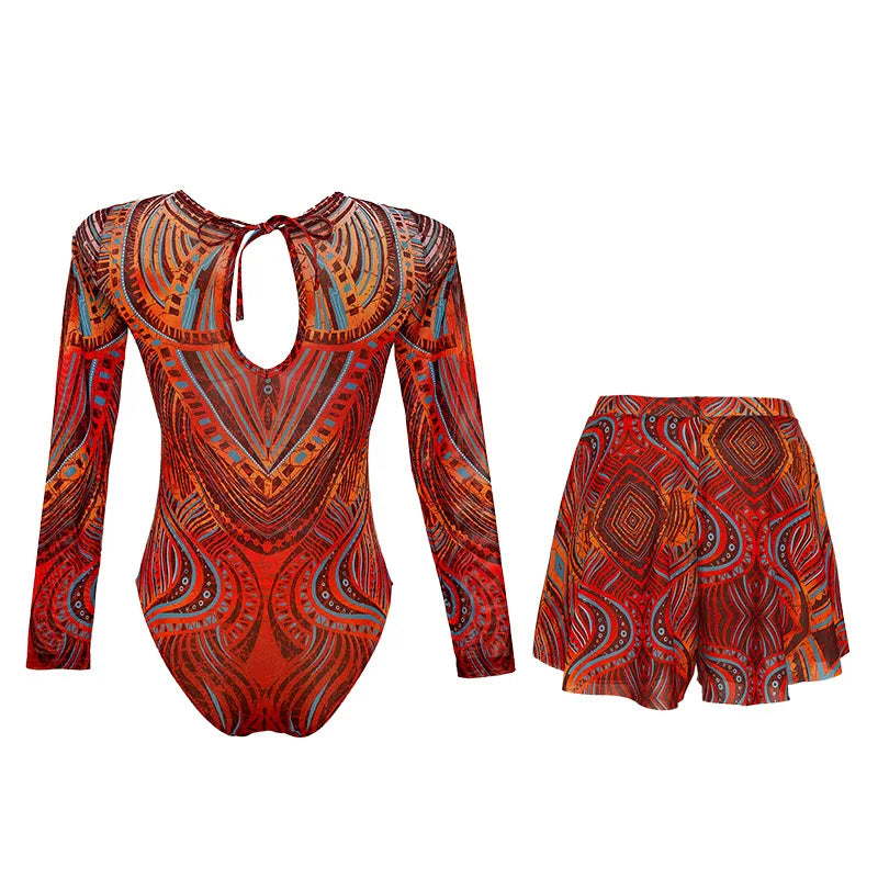 2026 Swimwear Women Long Sleeved Sun Protection One Piece Swimsuit Female's Sports Bathers Swimming Bodysuit Beach With Cover Up