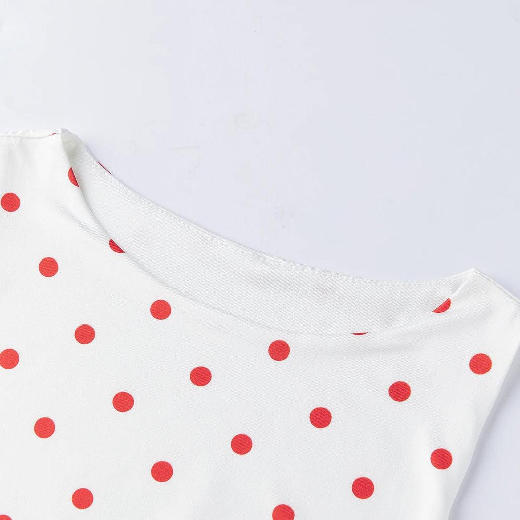 Women Dot Print Tank Tops Summer Crew Neck Sleeveless Classic Slim Fit Crop Vest