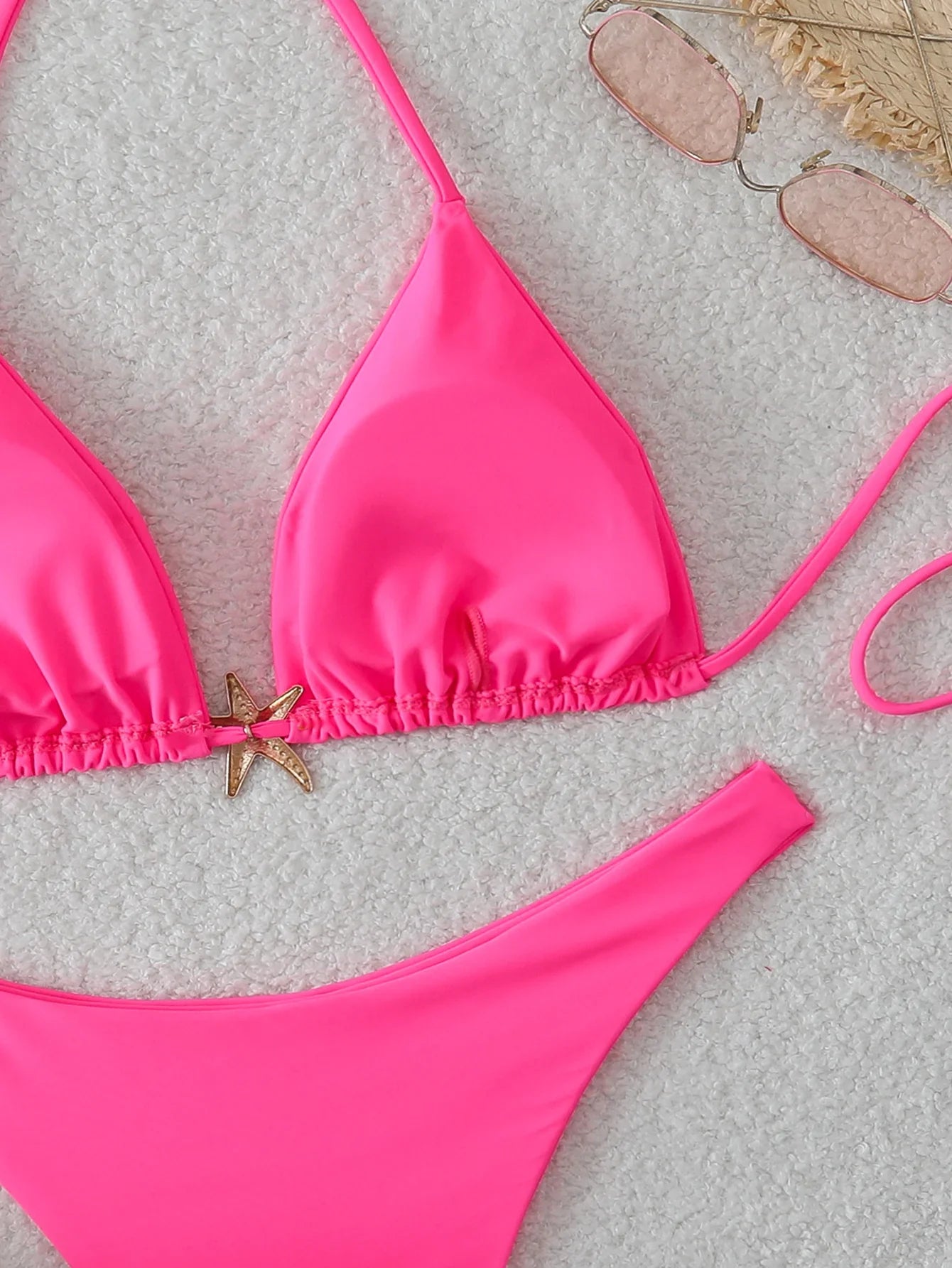 Halter Triangle String Bikinis 2026 Women Sexy Swimsuit Solid Starfish Swimwear Female Bathers Bathing Swimming Swim Suit