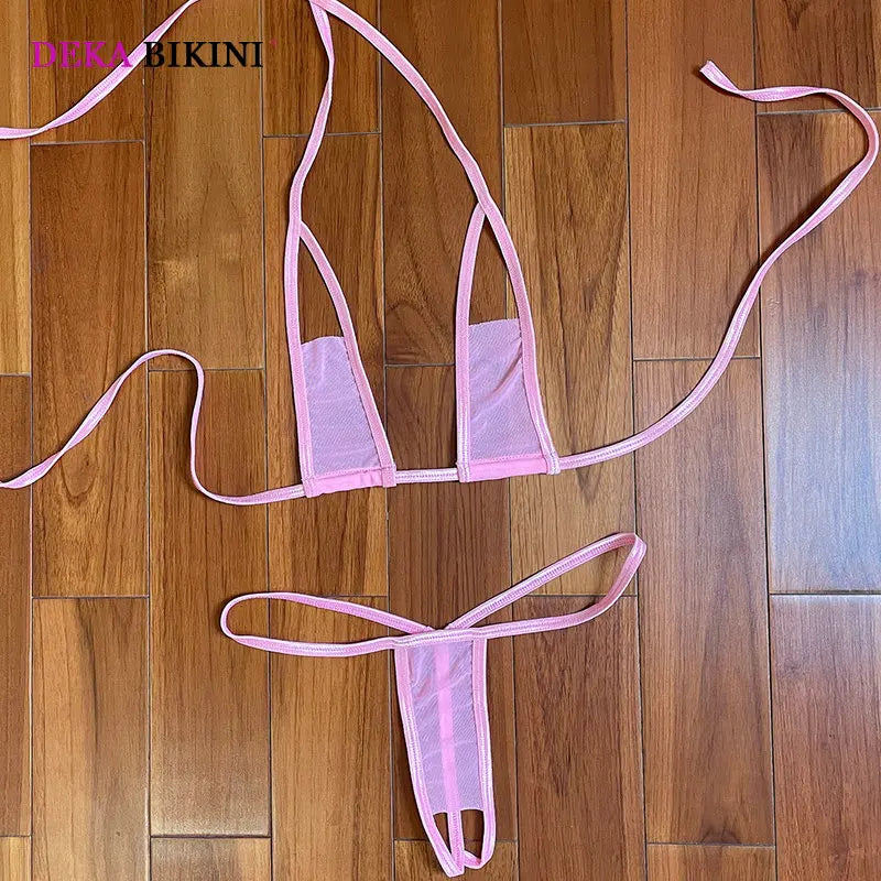 DEKA Women Mini Micro Bikini Set Open Crotch Swimsuit Erotic Lingerie Underwear Hollow Out Thongs Swimwear Bathingsuit G-string