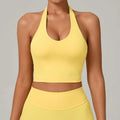 Women Fitness Sports Bra Halter Top High Support Push-up Open Back Gym Bra Shockproof Running Fitness Yoga Workout Underwear