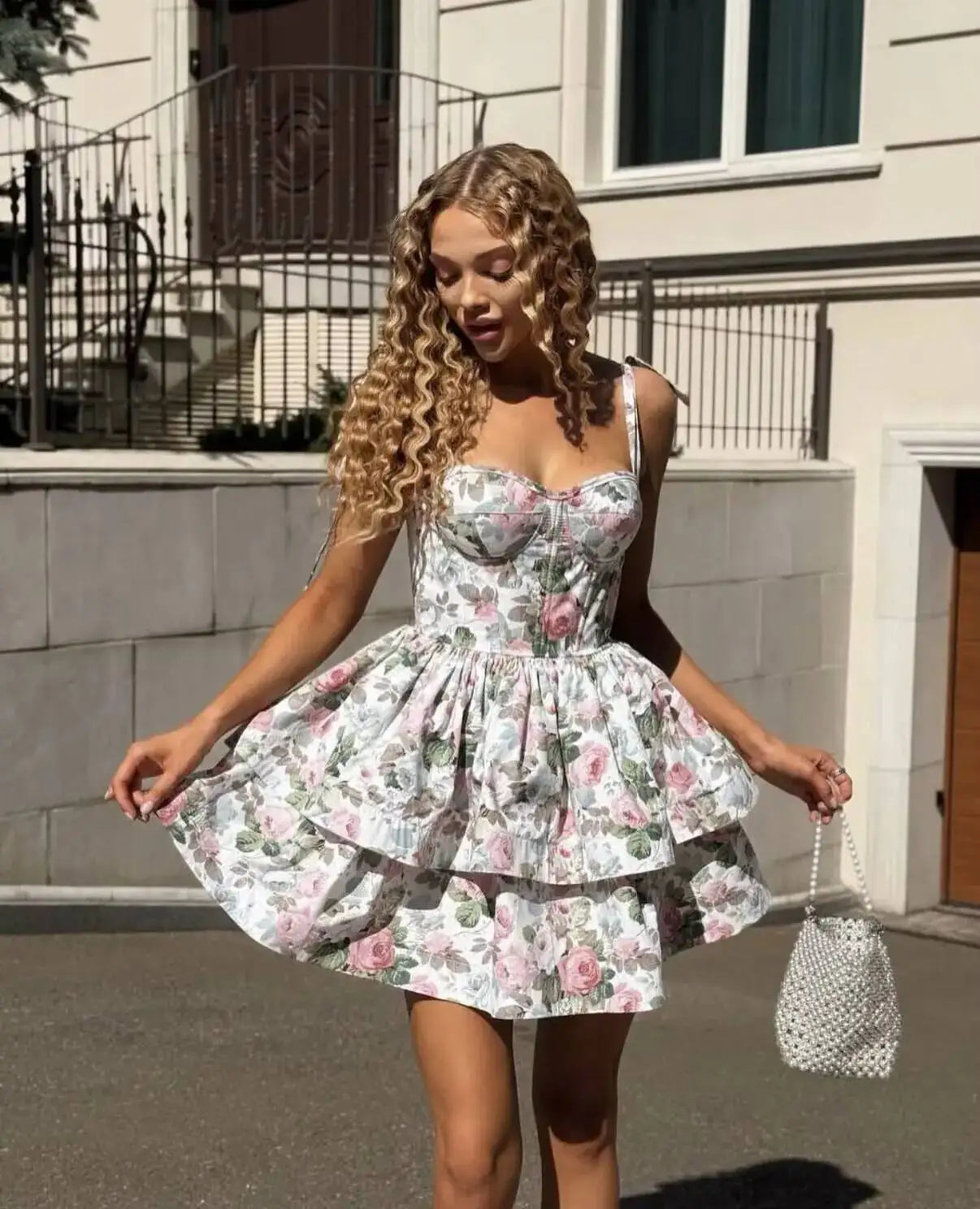 Purely Alluring Printed Strap Dress 2026 Spring Summer New Slim-Fit Fluffy Short Dress For Women Pure Desire Casual Elegant 3XZ9