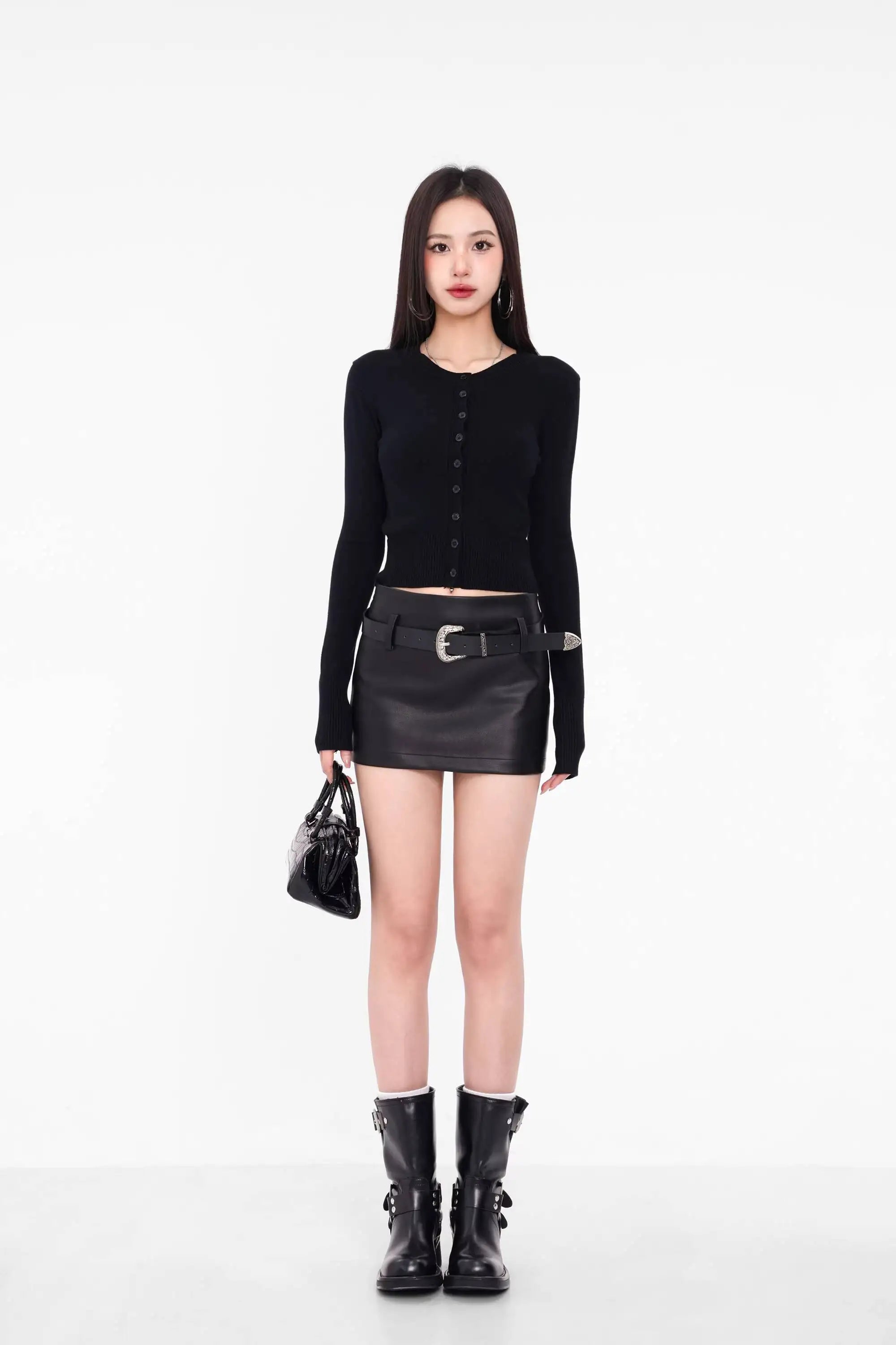 American A-line Half Length Skirt Spring/summer Small Spicy Girl High Waist Slim Fit Tight Sexy Shining Leather Short Skirt 3XQZ