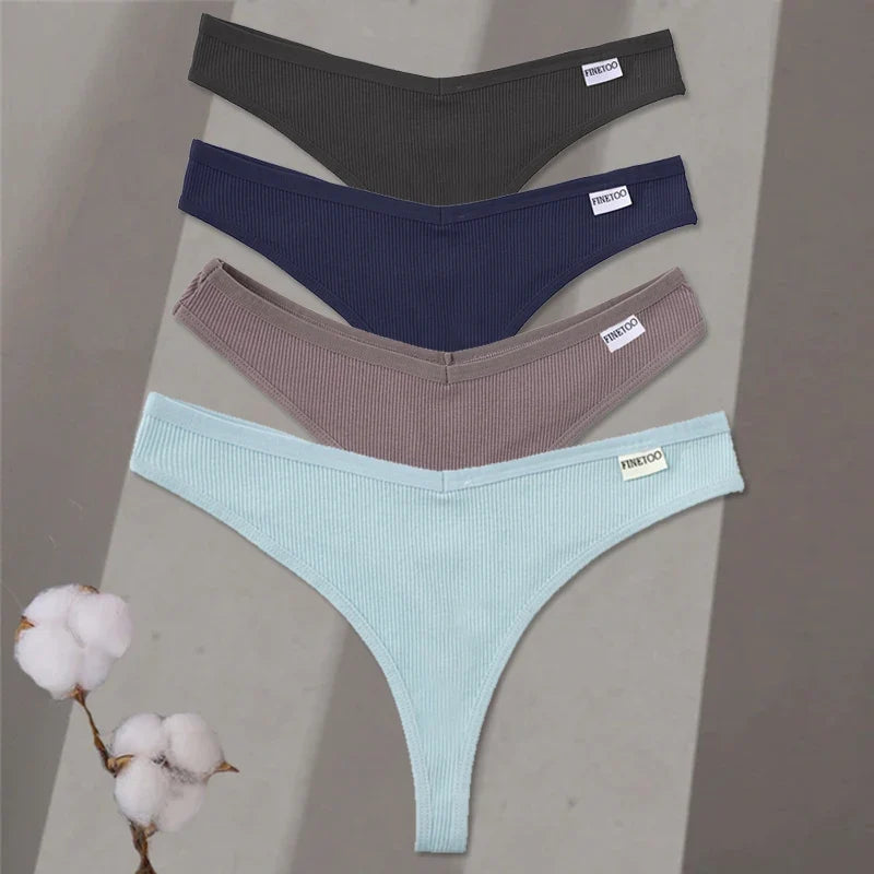 4Pcs/set Cotton Thongs Women Low-Rise Bikini Underwear M-XL Comfortable G-string Female Fruit Embroidery T-Back Panties Lingerie