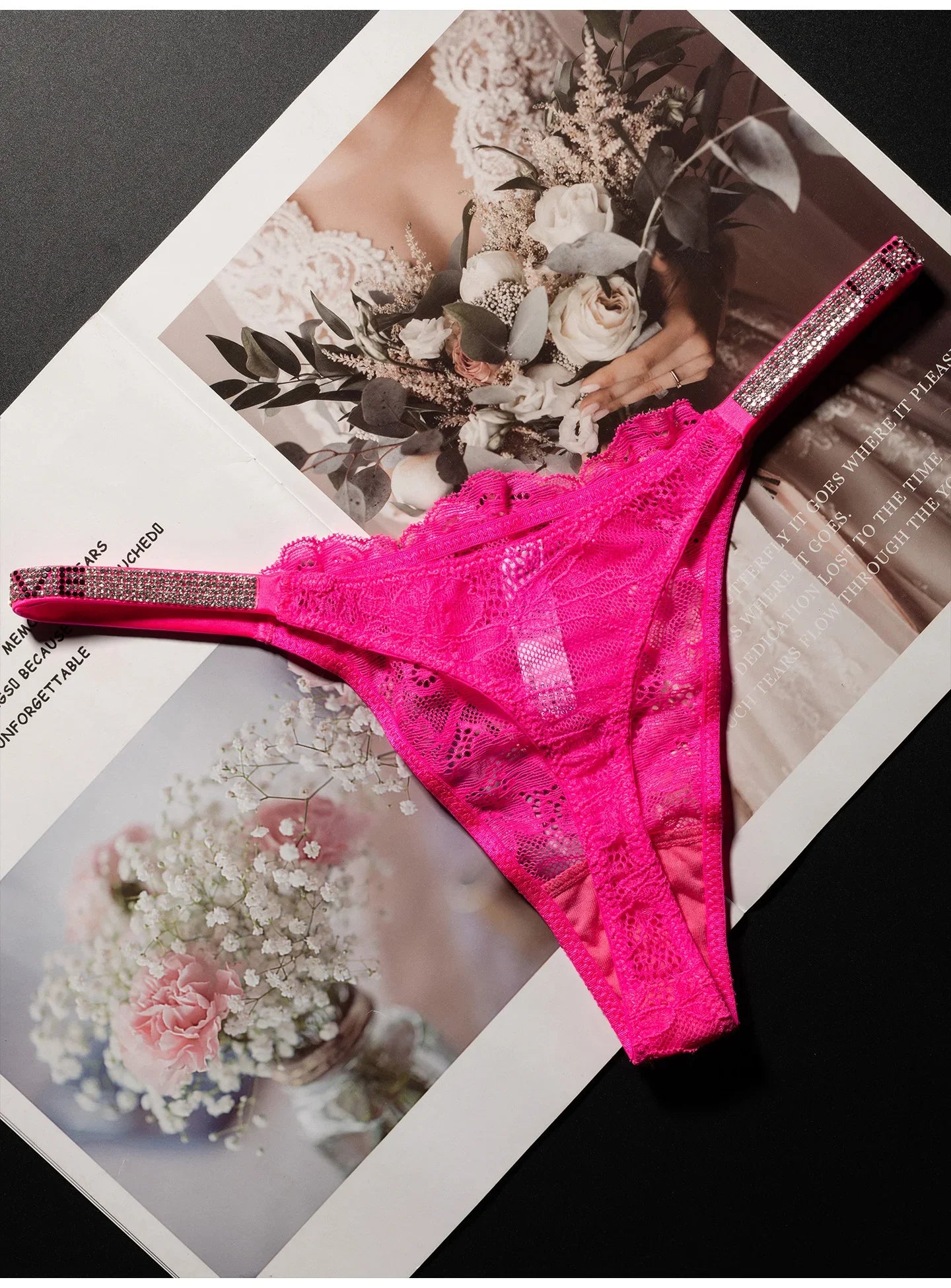 Lace Sexy Girls Women Panties Seamless Underwear Rhinestone G String Letter Transparent Thong For Female Low Rise Ladies Briefs