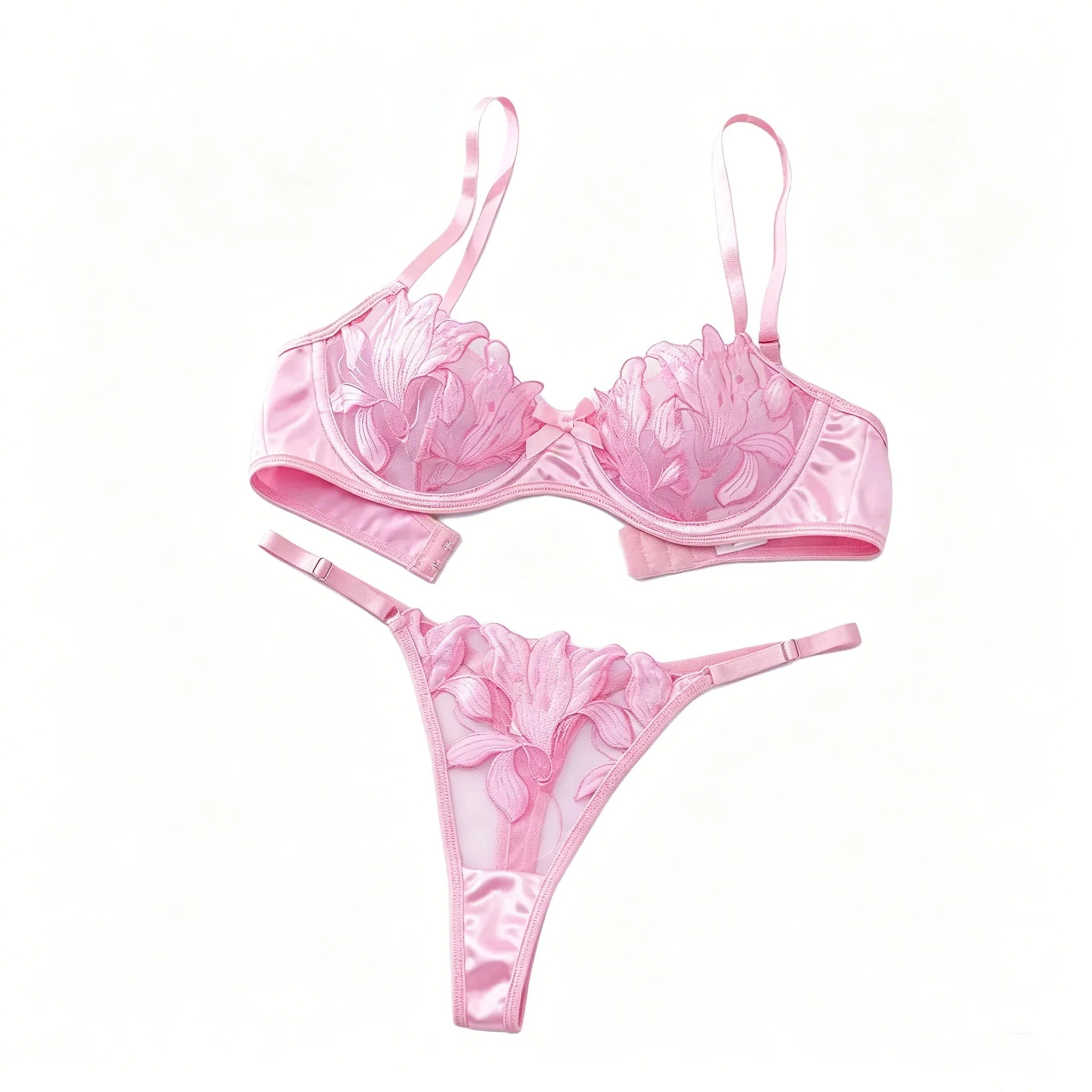 Fairy Lingerie Floral Valentine Charming Brief Panty Underwear Sexy Nighty Underwear Women See Through Bra Brief Set