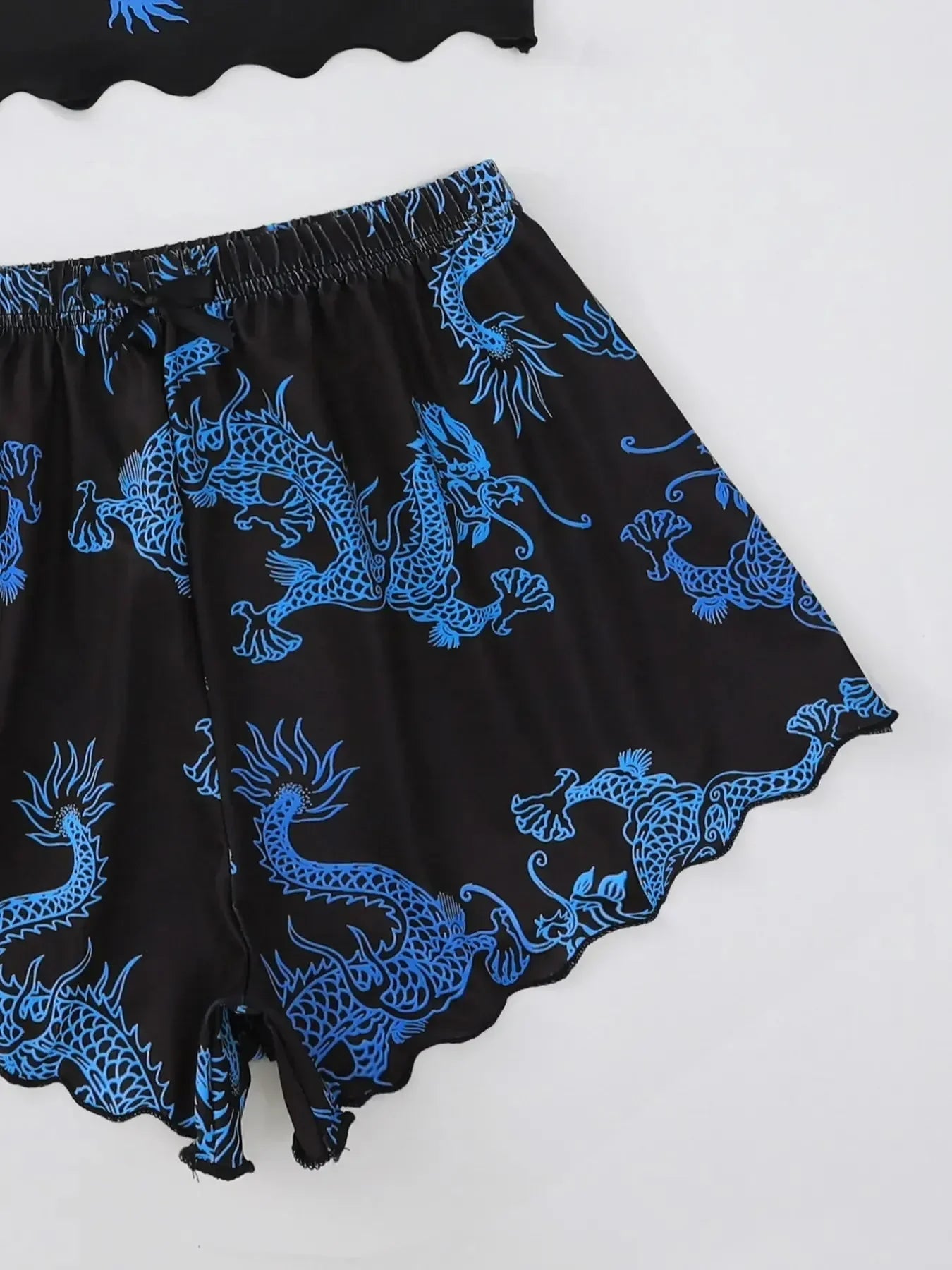 Summer Pajamas Set for Women Nightwear Sexy Dragon Printed Vest Halter Top Shorts Suit Homewear Sleepwear Loungewear