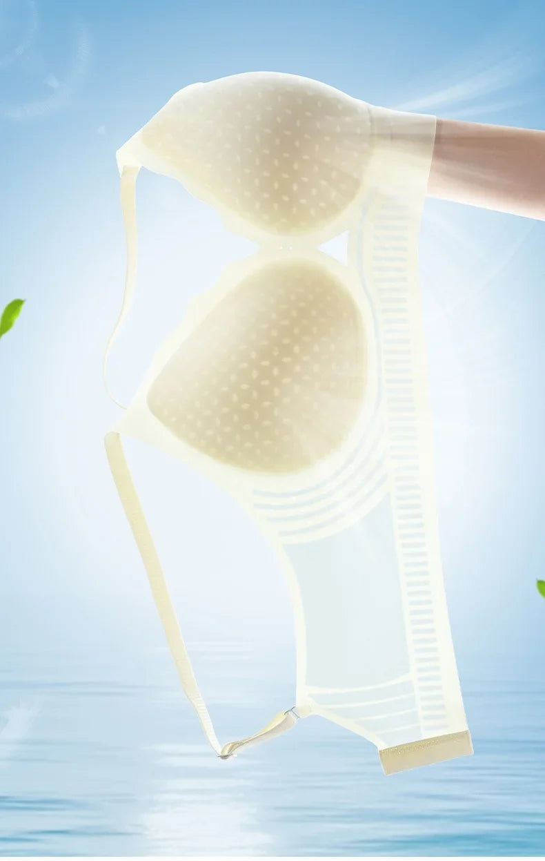 Ultra-thin Ice Silk Seamless Underwear Women's Small Breast Gathering Wireless Breast-Reducing Cooling Beautiful Back Bra