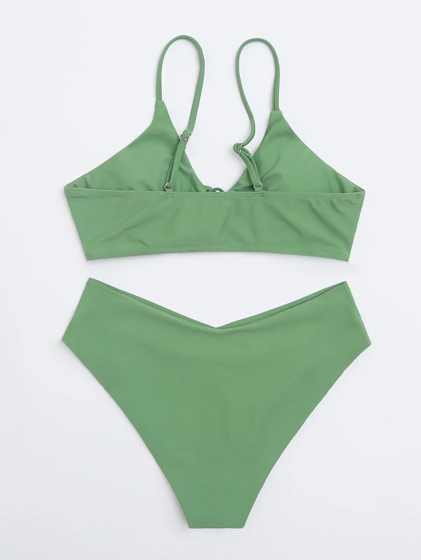 New Women's Swimsuit High Waist Two Piece Bikini Set Hollow Out V-neck Bandage Cross Backless Beach Swimwear Summer Bathing Suit