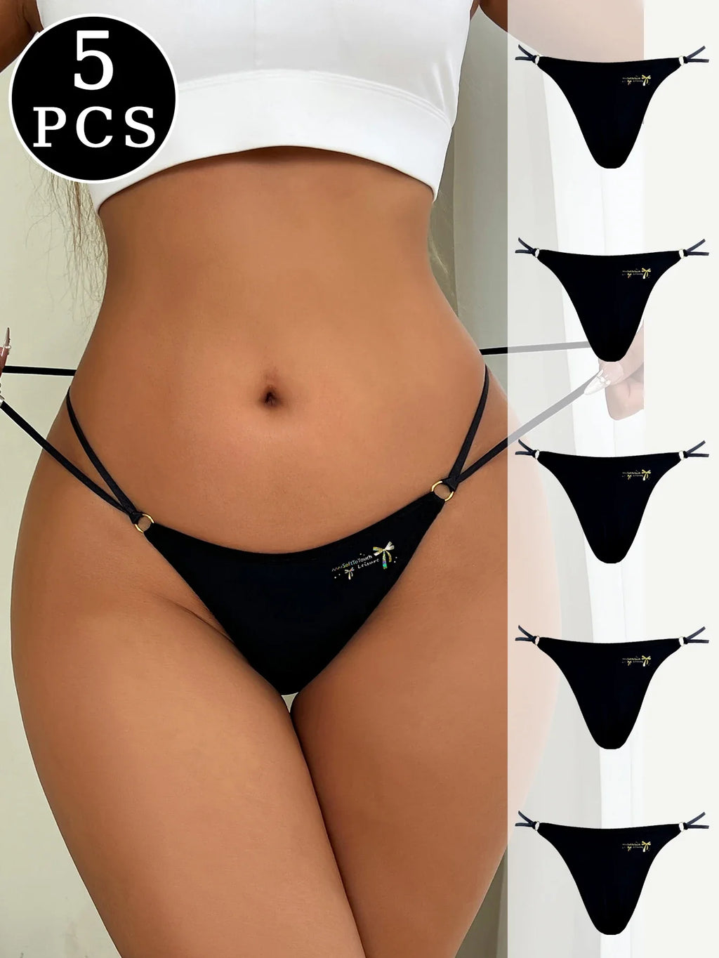 Single Piece Women's Panties Colorful Letter Butterfly Print Sexy Lingerie Elastic Double Waistband Thongs