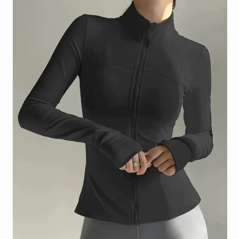 Women's High-End Yoga Fitness Suit Standing Collar Long-Sleeved Sports Jacket for Active Wear And Exercise