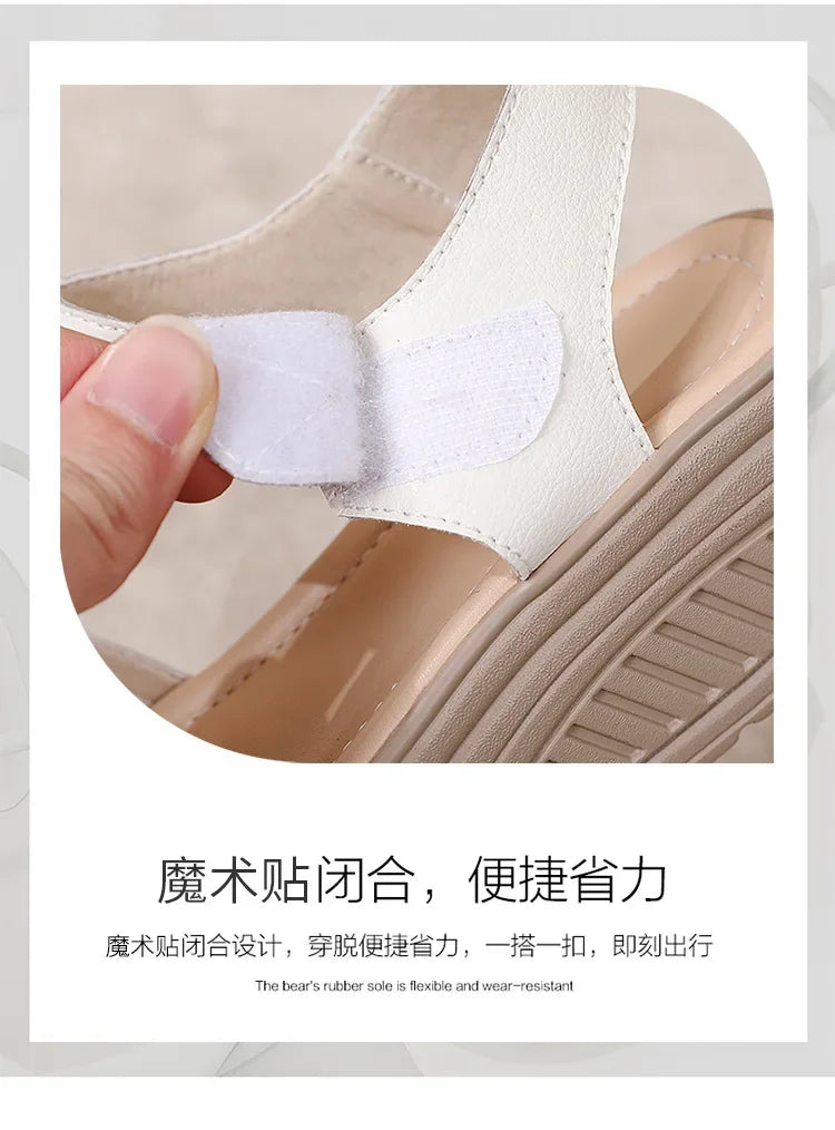 Women Comfortable Sandals Wedges Platform Ankle Strap Casual Orthotic Walking Sandals Orthopedic Arch Support 5cm heel