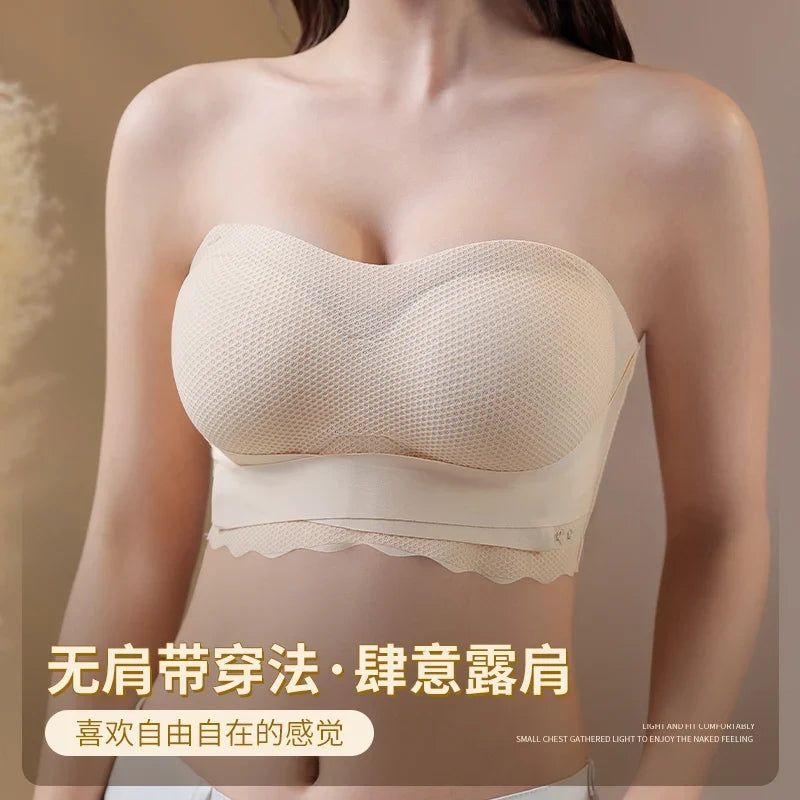 Wireless Wedding Brassiere Push Up Bras Lingerie Sexy Bralette Strapless Bras Invisible Tube Tops Seamless Breathable Bras M-6XL