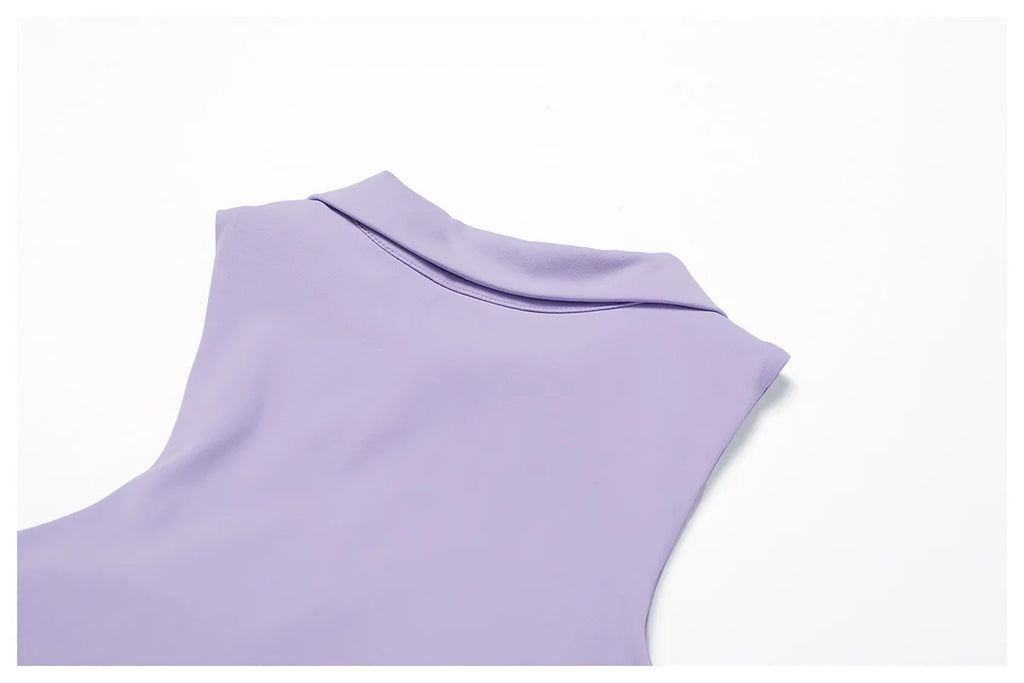 Outdoor Breathable Golf Wear Tennis Sport Sets Women Turn Down Collar Sleeveless Top Short 2 in 1 Skirt Running Fitness Set