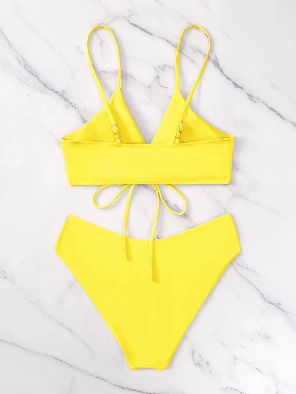 New Women's Swimsuit High Waist Two Piece Bikini Set Hollow Out V-neck Bandage Cross Backless Beach Swimwear Summer Bathing Suit