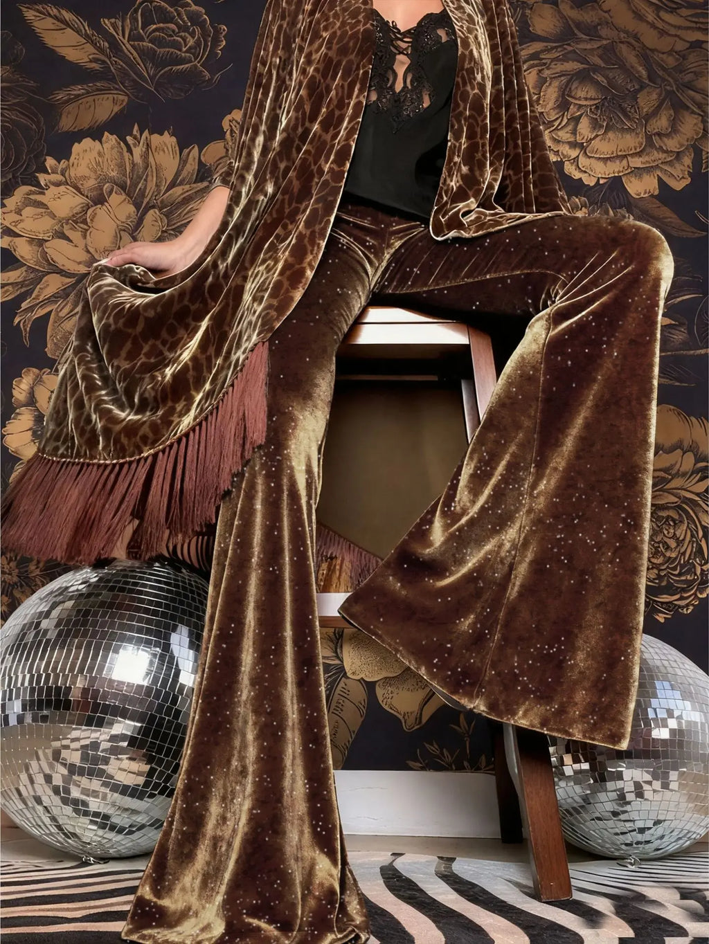 new European and American high-waisted slim shiny silver drape gold velvet bell-bottom casual pants