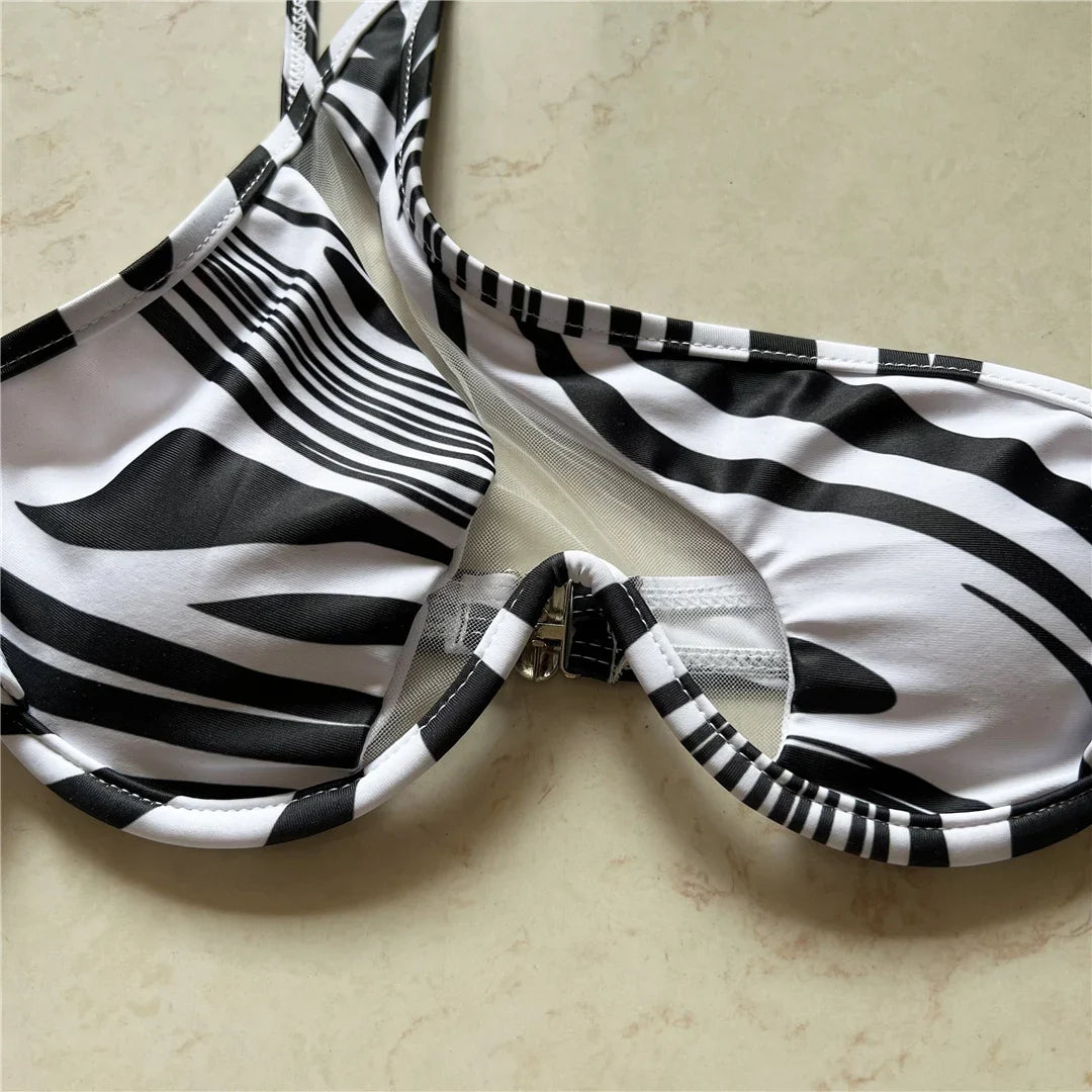Sexy One Shoulder Underwired V-Bar Bikini Female Swimsuit Women Swimwear Two-pieces Bikini Set Bather Bathing Suit Swim V4229