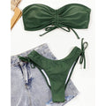 New Sexy Lace Up Scrunch Butt Bandeau Bikini Female Swimsuit Women Swimwear Two-pieces Bikini set Bather Bathing Suit Swim K3189
