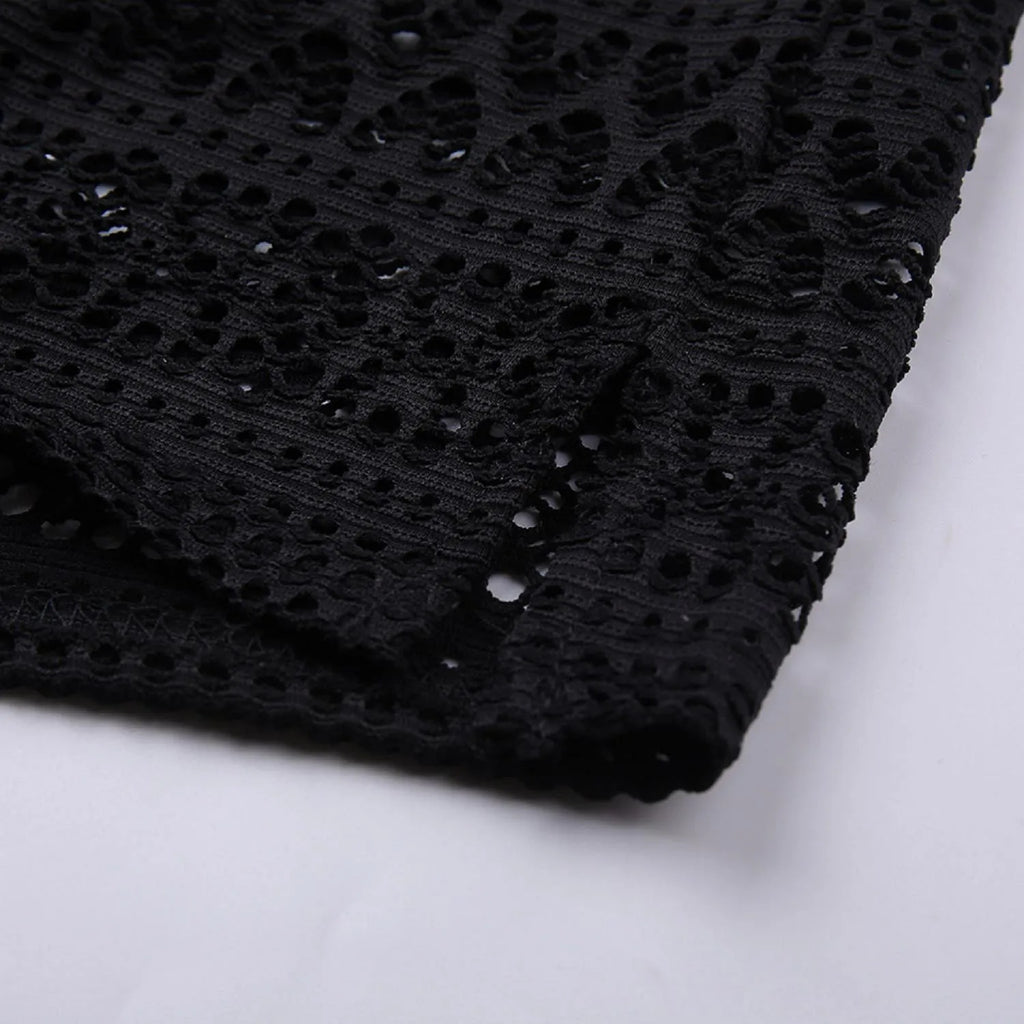 Women Solid Black Bikini Bottom Sexy Mesh Wide Leg Swimming Trunks Hollow Out High Waisted Two Piece Separates 2026 Beachwear