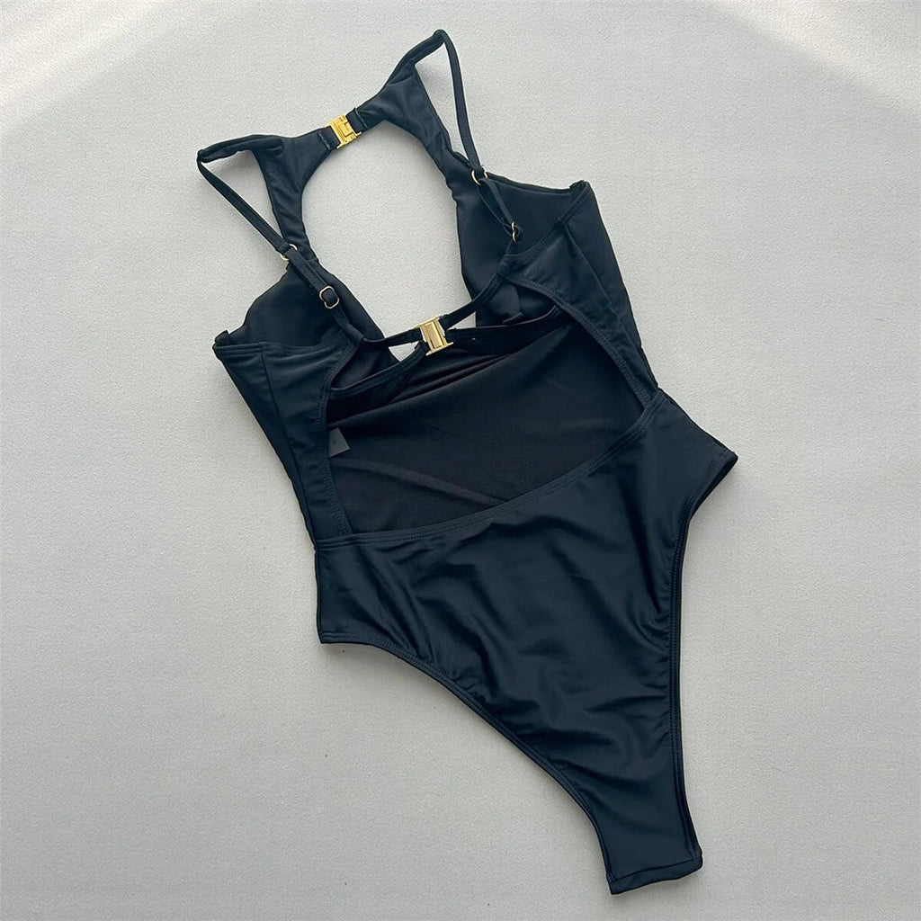 Cut Out Underwired Padded One Piece Swimsuit Women Swimwear Female Backless Backless High Cut Leg Bather Bathing Suit Swim V7515