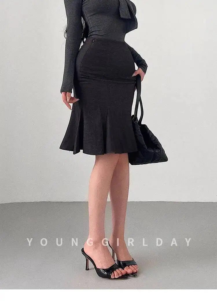 Pure Desire Style Gentle Sexy High Waist Slimming Ruffled Mid-Length Bodycon Mermaid Skirt Slim Women Mini Skirts 2026 New EVP8
