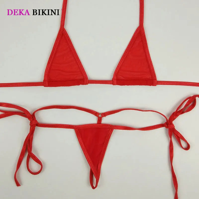 DEKA Mini Micro Cotton Bikinis Set Women Bandage String Thong Swimsuit Type Bathing Suit Triangle Swimwear High Cut Drawstring