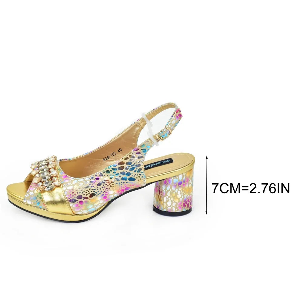 Doershow High Quality African Style Ladies Shoes And Bags Set Latest coffee Italian Shoes And Bag Set For Party Hfg1-2