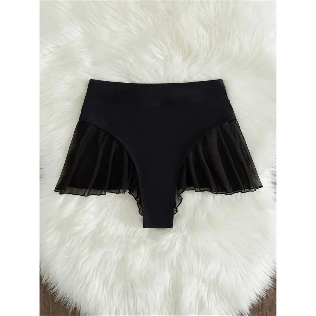 New Sexy Ruffled Mini MIcro Thong Bikini Bottom Swim Brief Women Swimwear Female Bather Brazilian Tanga Panties Underwear V4267