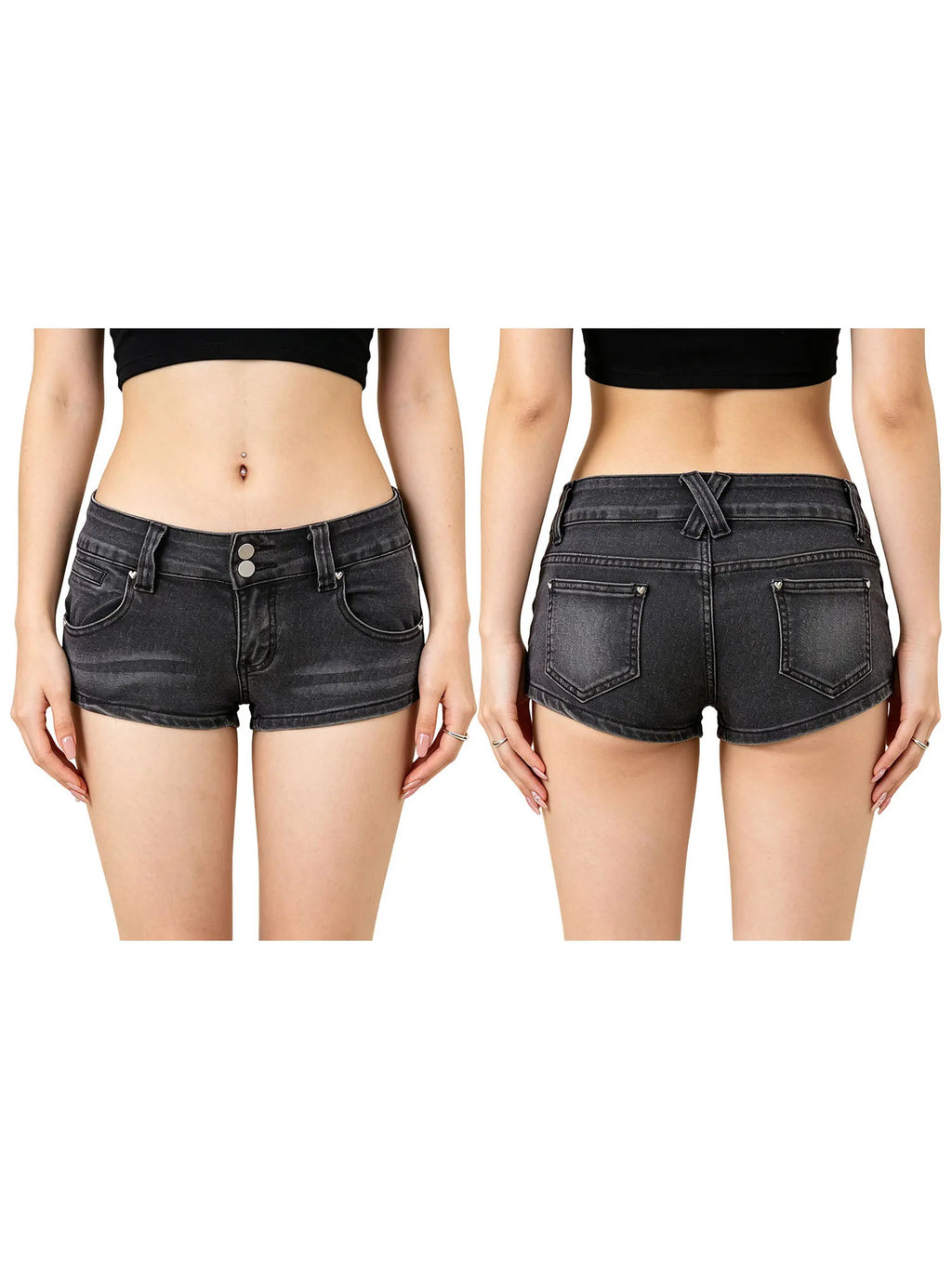 Fashion Women's Mini Denim Shorts with Pockets Skinny Low Rise Jean Shorts for Daily Club Y2K Sexy Hot Short Pants Summer