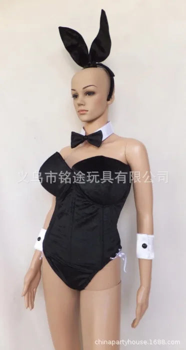 Easter Bunny Girl Cosplay 3-Piece Prop Set - Satin Headband Fluffy Rabbit Tail for Halloween Christmas