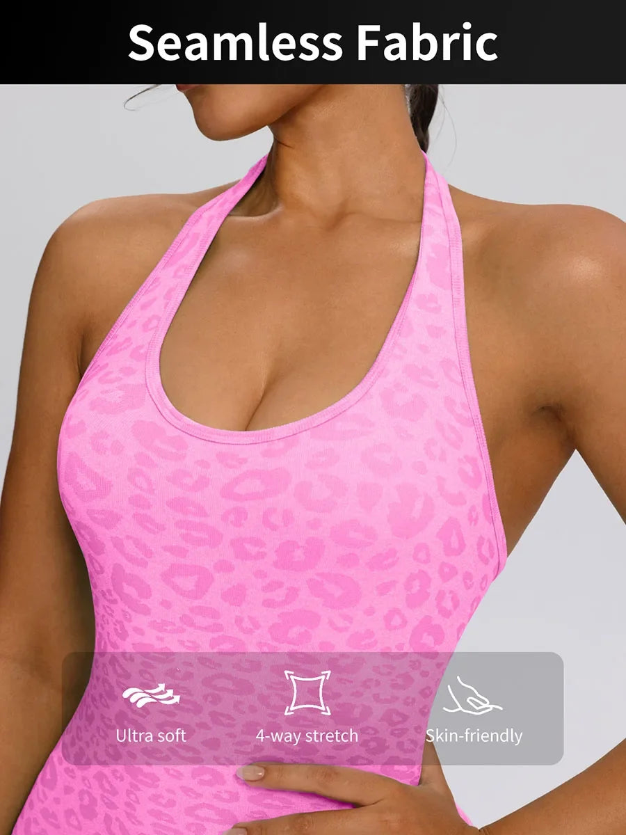 Trendy Sexy Leopard Women Jumpsuits Sport Yoga Clothes Rompers Sportswear Woman Gym Combi-pants Fitness Overalls Shorts Bodysuit
