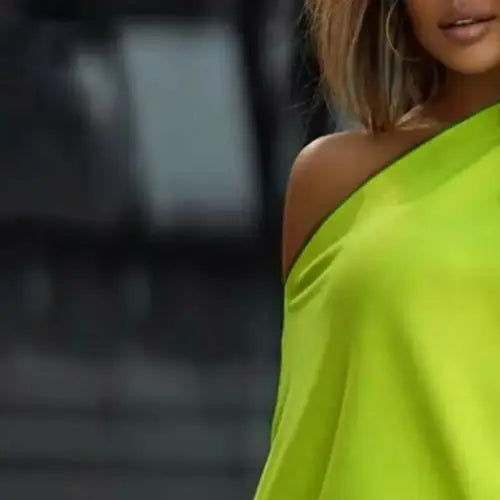 2 Pcs/Set Women Tracksuit One-shoulder Short Pants Solid Color Leisure Summer Top Set
