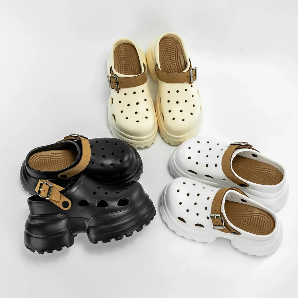 Women Fashion Clogs Indoor Street Slippers 10CM High Heels Sandals Thick Sole Beach Slides Female Leisure Platform Shoes