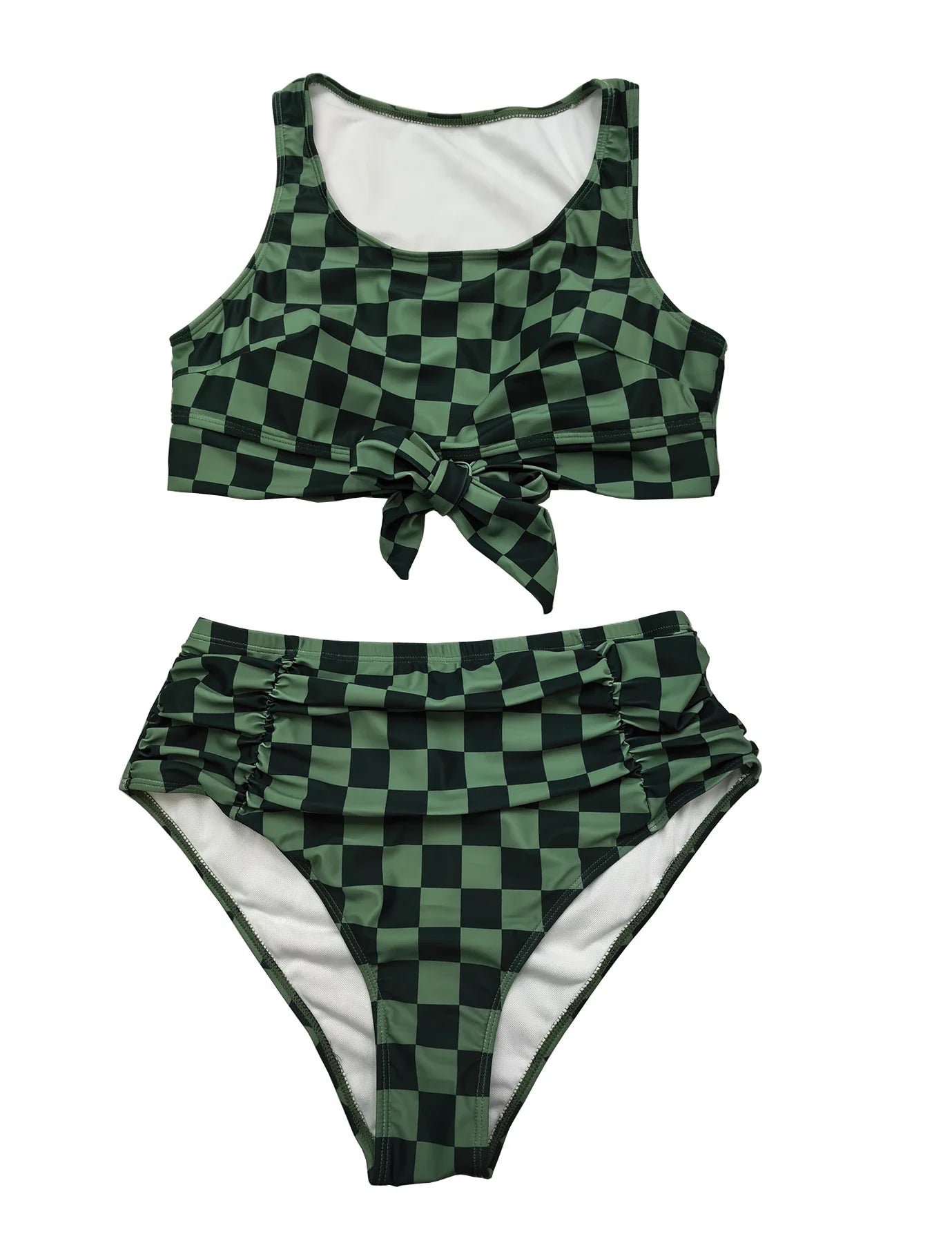 2026 Large Plus Big Size Swimsuit Women Sporty Bikinis High Waist Neck Swimwear Female Bathers Bathing Swimming Swim Suit 5XL