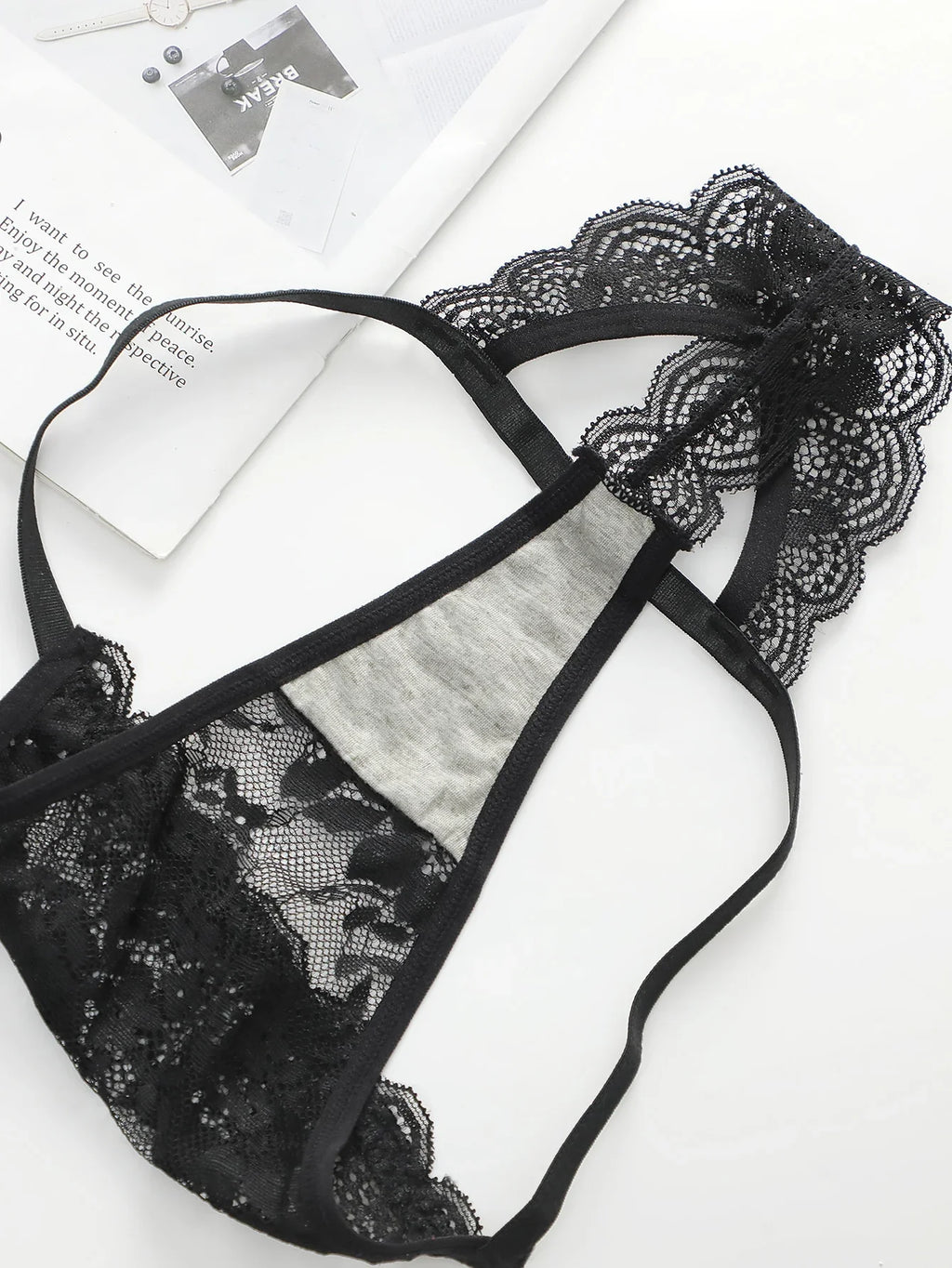 High Quality New Sexy Underwear For Women's Lace Transparent Hollow 3/4 Bra Gathering Steel Ring Push Up Underwear Set HR2634