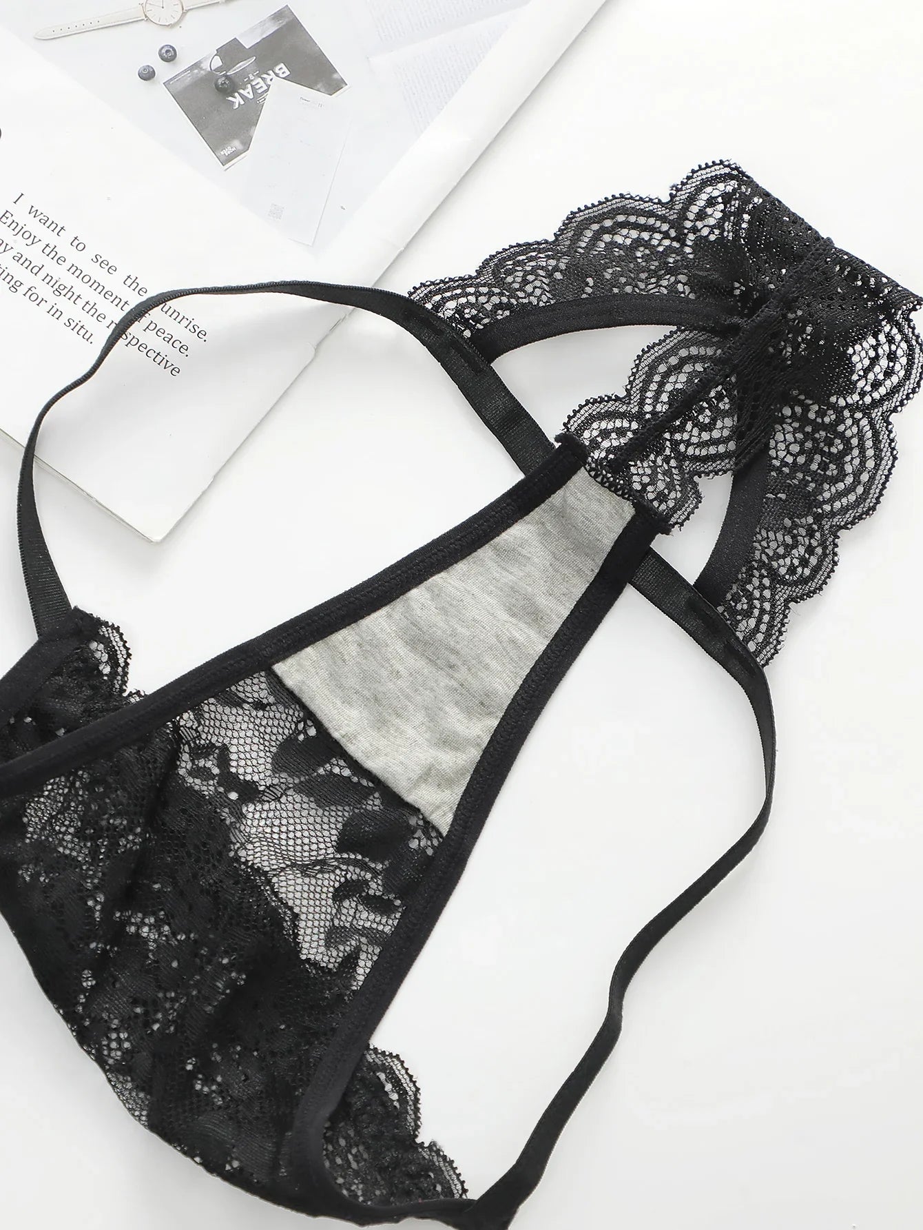 High Quality New Sexy Underwear For Women's Lace Transparent Hollow 3/4 Bra Gathering Steel Ring Push Up Underwear Set HR2634