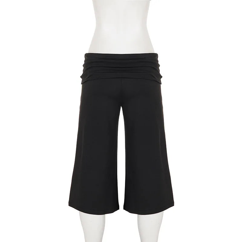 American knitted mid-waisted trousers, simple low-waisted straight loose casual trousers