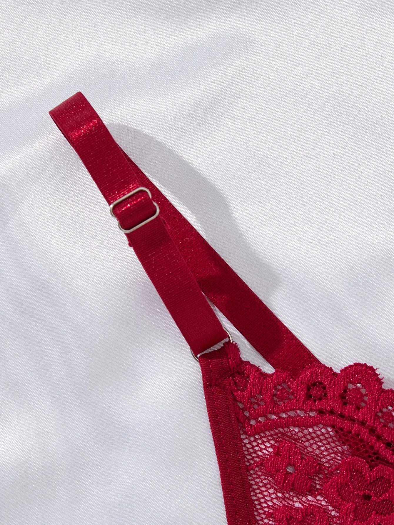 Wine Red Daisy Floral Lace Sheer Mesh Babydoll Lingerie Set Slip Nightdress With Matching Thong Women Sexy Sleepwear ZA825096